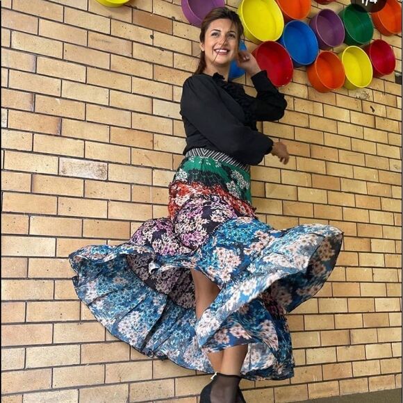 Bhanuni by jyoti Anarosa Tiered Maxi Skirt Size...